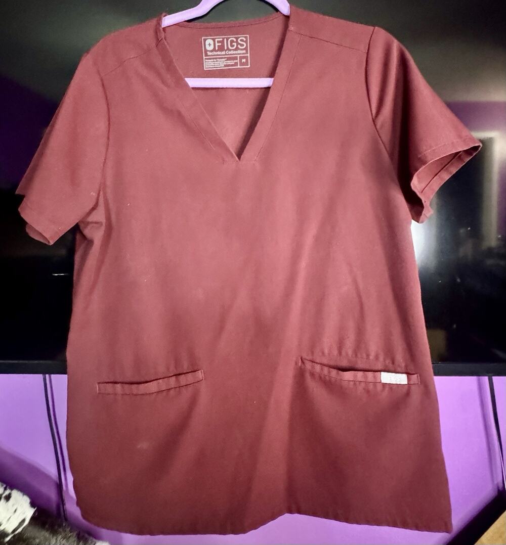 Figs Women's Technical Collection Burgundy Scrub Set 2-Piece Uniform, Size Small